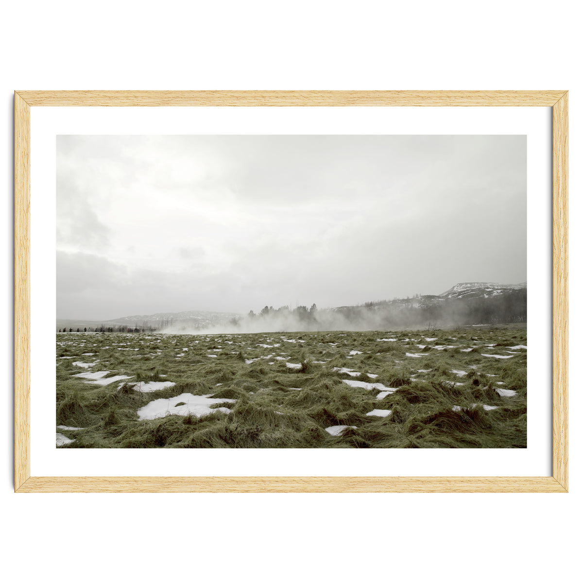 Remaining snow in the late summer greenfield - Iceland