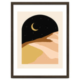 Desert Nights, Modern Bohemian Travel Sand Dunes, Eclectic Moon Stars Vintage Arc, Pastel Building Nature Landscape thumbnail