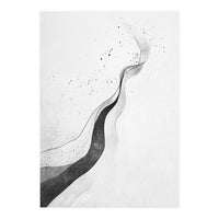 Abstract Black And White Ink Flowing Lines With Splatter (Print Only)