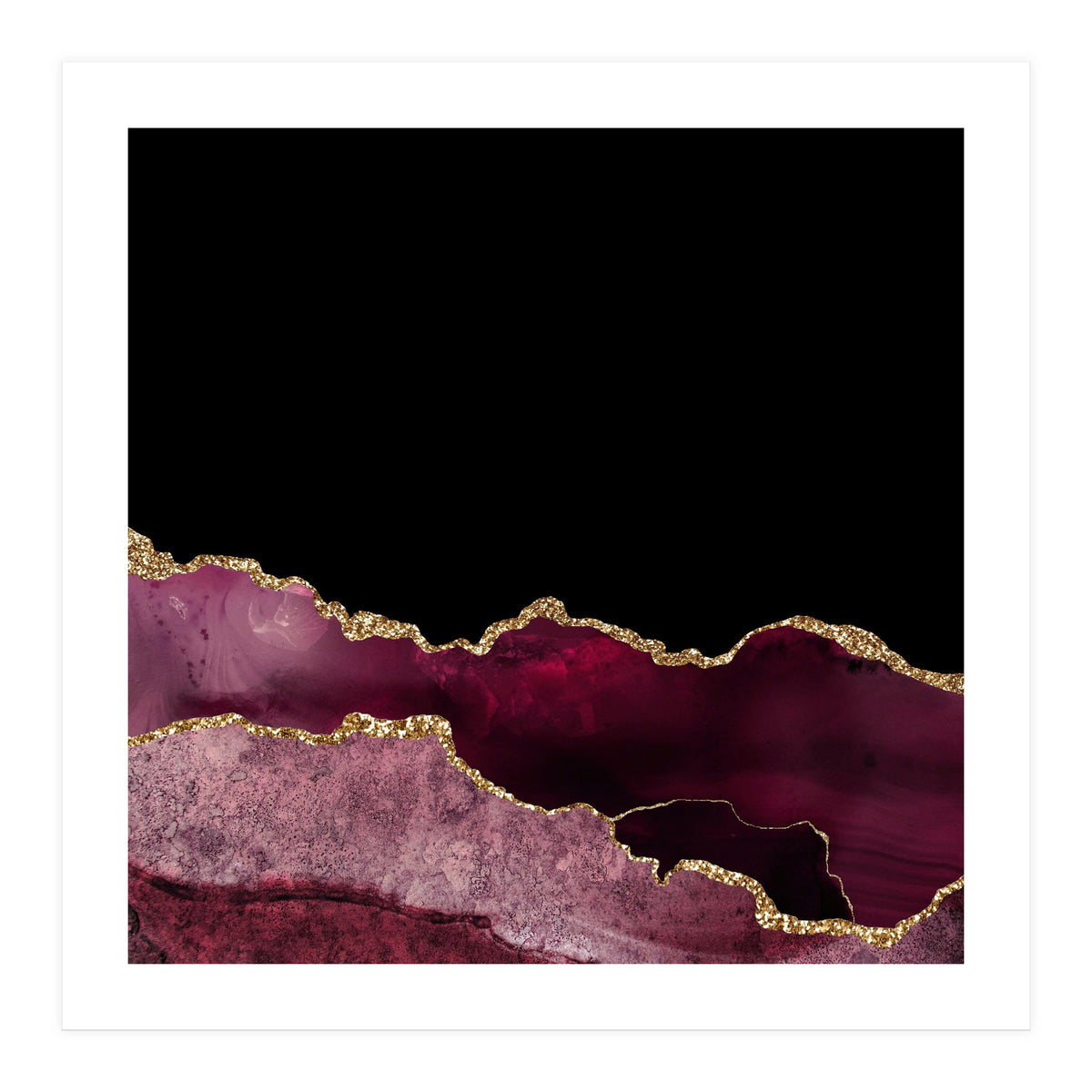 Burgundy & Gold Agate Texture 10  (Print Only)