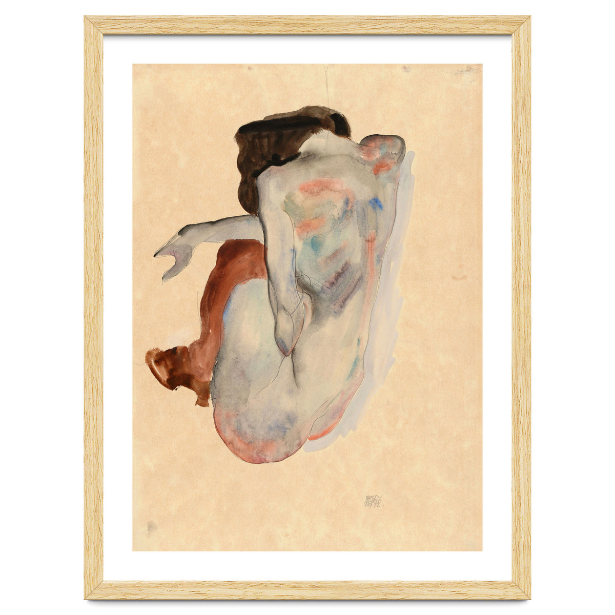 Crouching Nude in Shoes and Black Stockings, Back View.