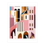Moroccan City, Pastel Architecture Cityscape Buildings, Travel Eclectic Modern Bohemian Houses (Print Only) thumbnail