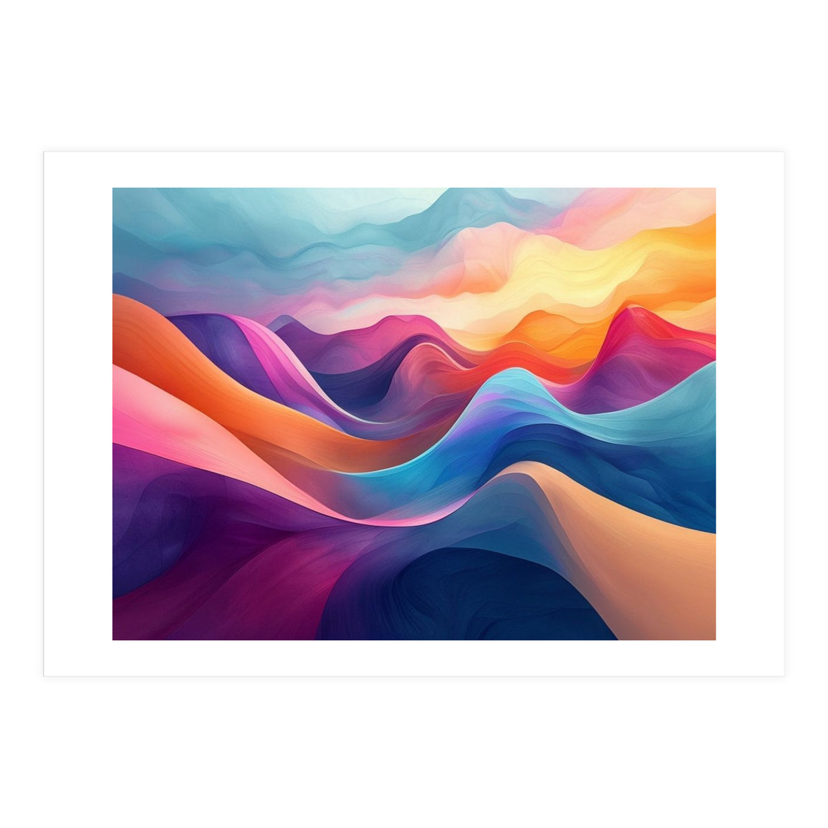 Vibrant Abstract Flowing Peaks Art (Print Only)