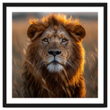 Majestic Lion Face In Golden Hour Sunlight thumbnail