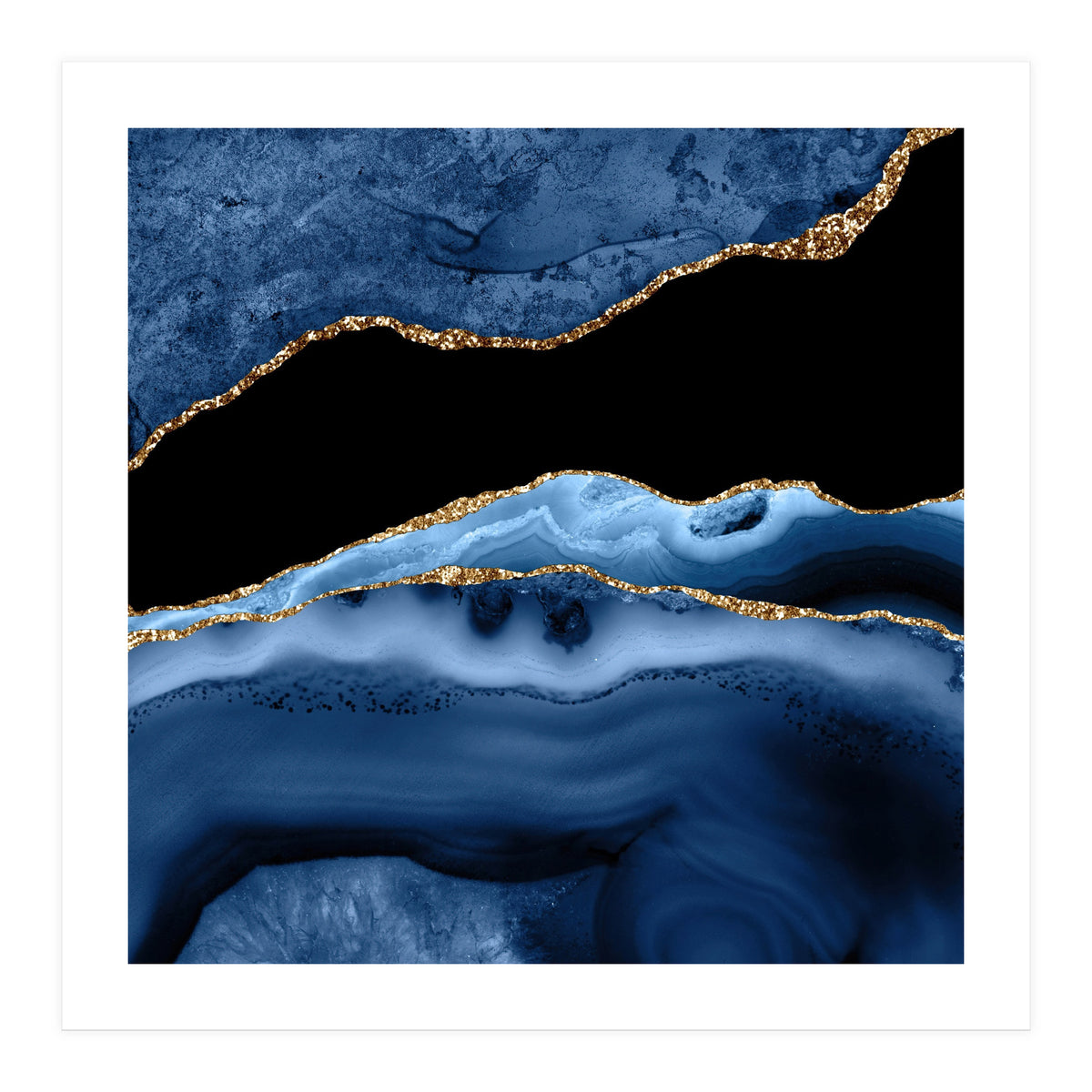 Navy & Gold Agate Texture 13  (Print Only)