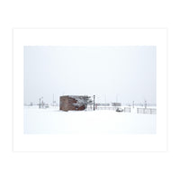 Barn in the winter snowscape (Print Only)