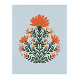 Symmetrical floral bouquet - orange and green (Print Only) thumbnail