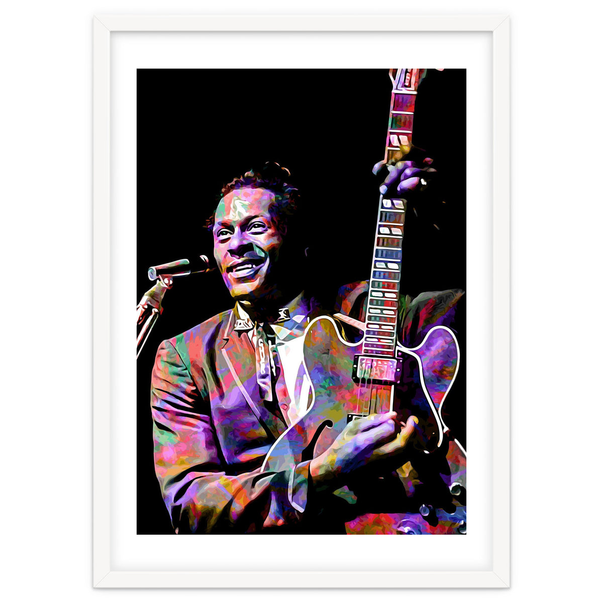 Chuck Berry Rock and Roll Guitarist Colorful