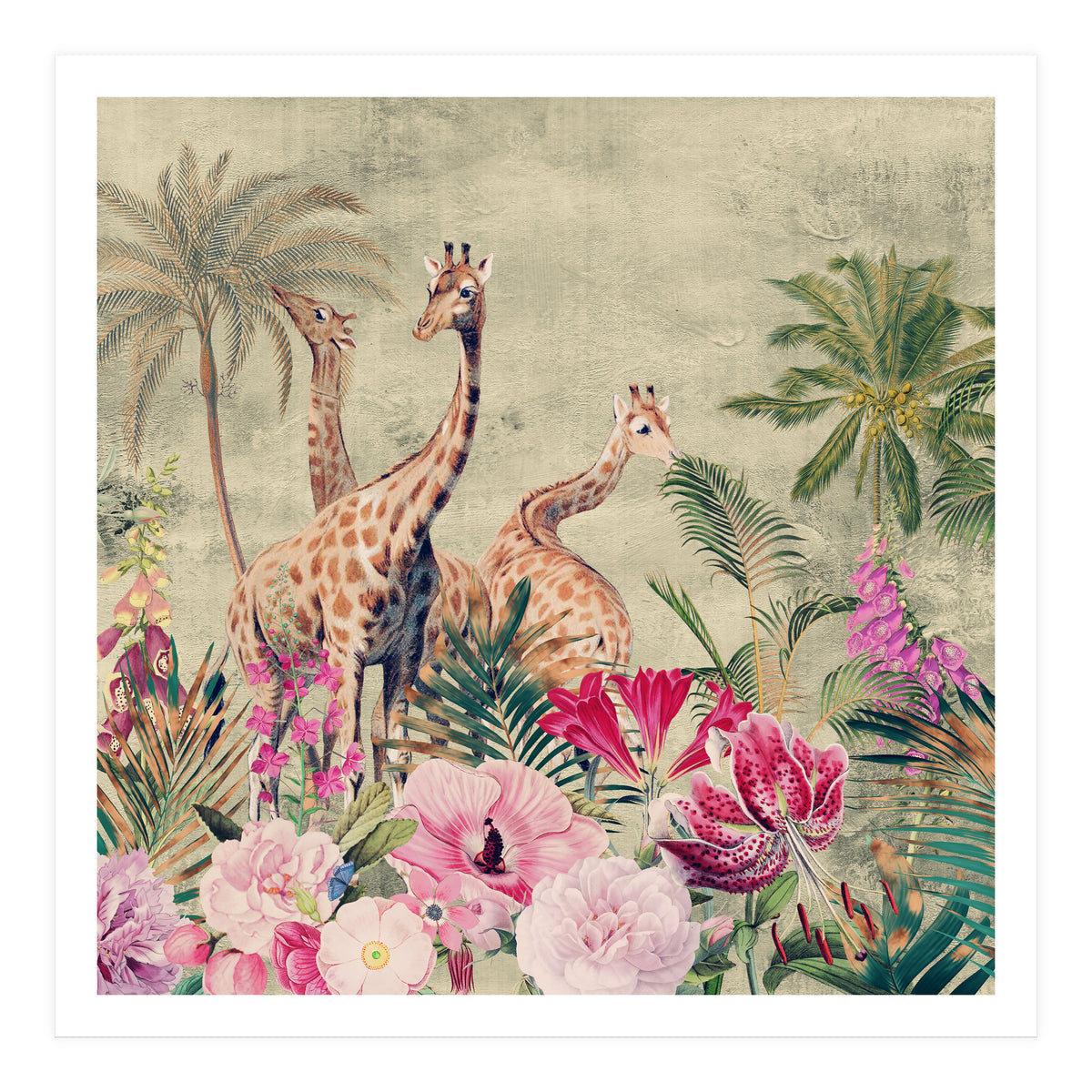 Exotic Vintage African Flower Safari  (Print Only)