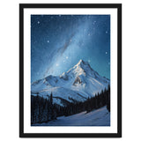 Majestic Snow-Capped Mountain Peak Under a Brilliant Starry Night Sky thumbnail