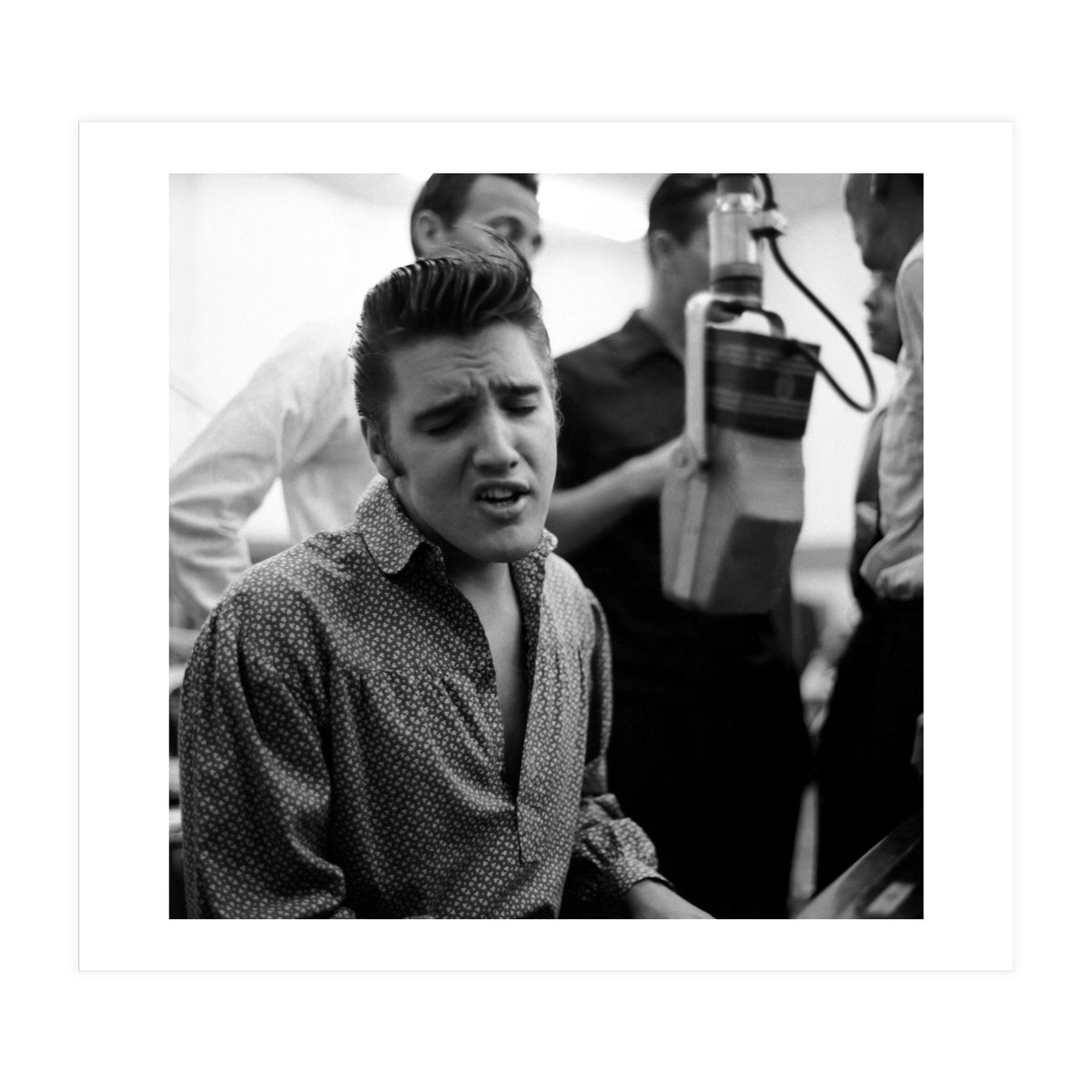 The American singer Elvis Presley during a recording session in 1956. (Print Only)