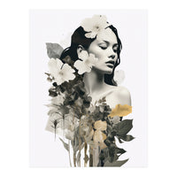 Collage Of A Woman And Flowers   (Print Only)