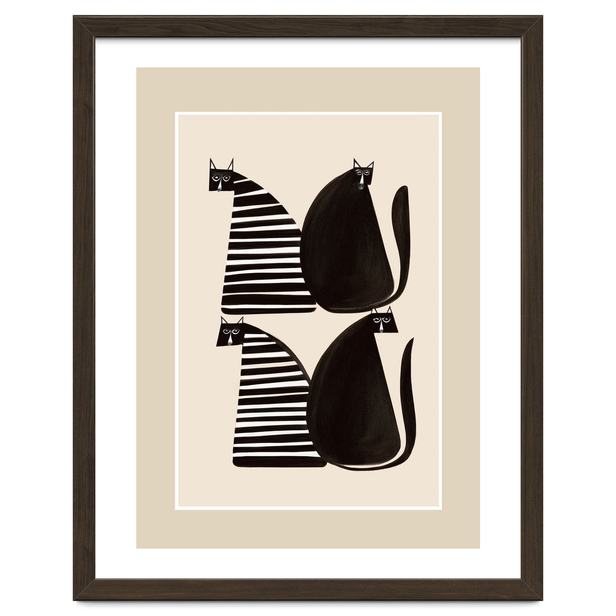 Minimalist Cats In Black And White