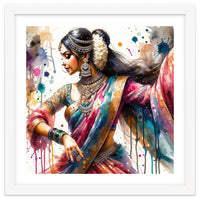 Hindu Woman Dancer With Jewelry And Sari