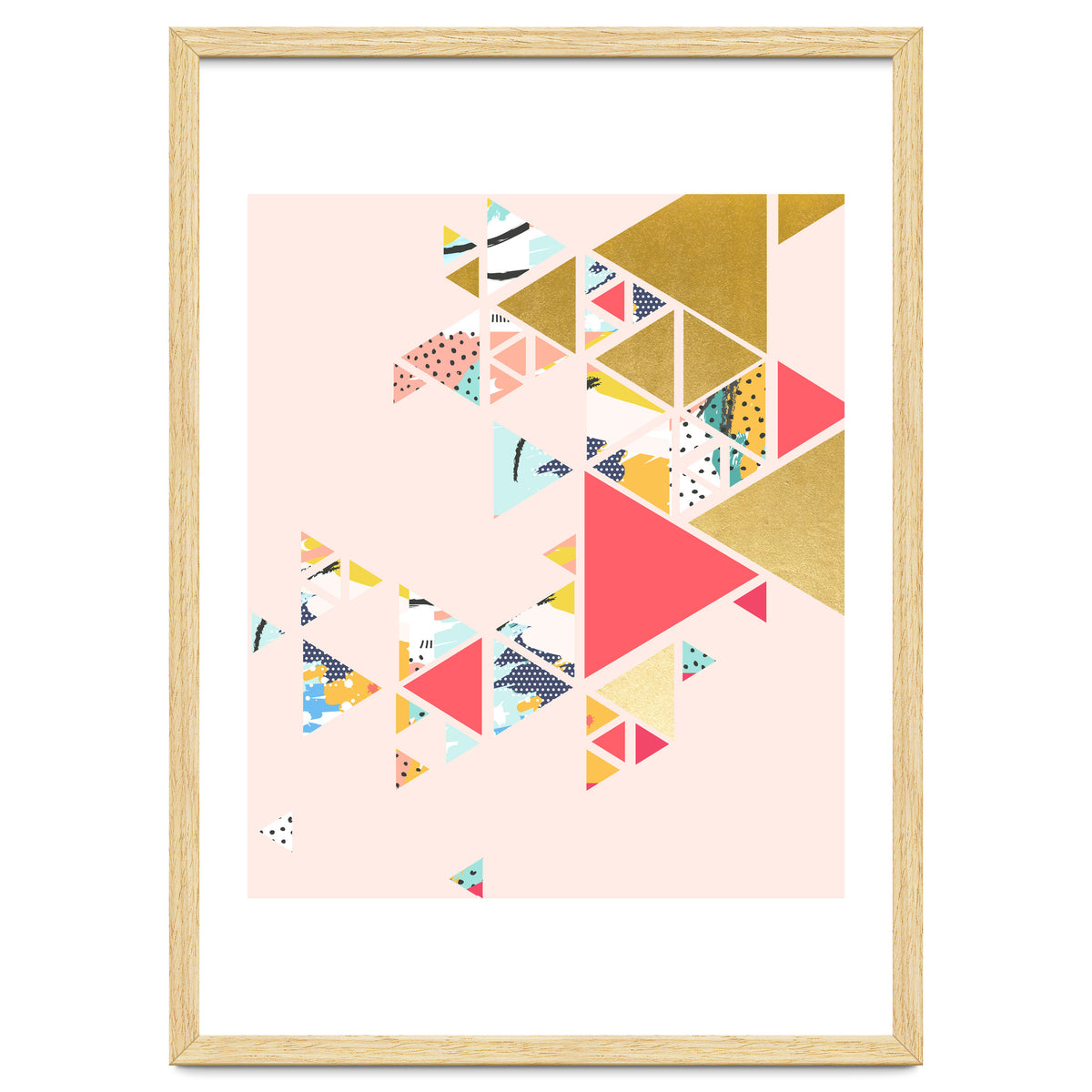 Gold Abstraction, Abstract Eclectic Colorful Geometrical, Blush Pastel Metallic Chic Graphic Design
