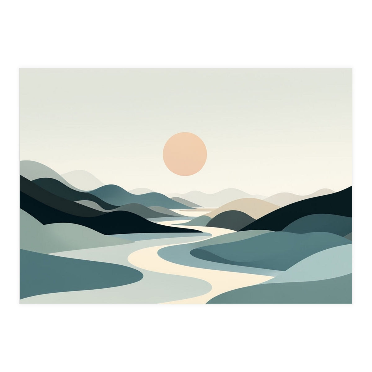 Serene Horizon: Minimalist Organic Landscape (Print Only)