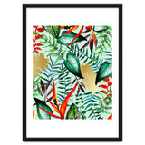 Paradise, Tropical Jungle Botanical Bohemian Illustration, Palm Bird of Paradise Gold Painting thumbnail