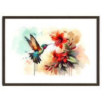 Dance Of Hummingbird And Crimson Flowers