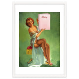 Pinup Girl Posing With Her Big Diary Book thumbnail