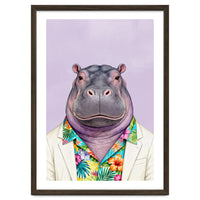 Hippopotamus in Gangster Havana Shirt