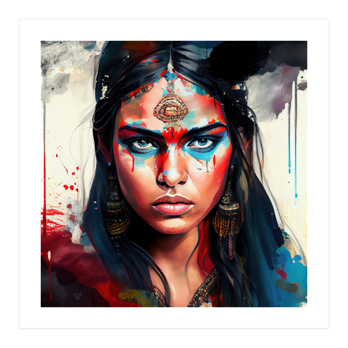 War Paint Hindu Warrior Portrait (Print Only)
