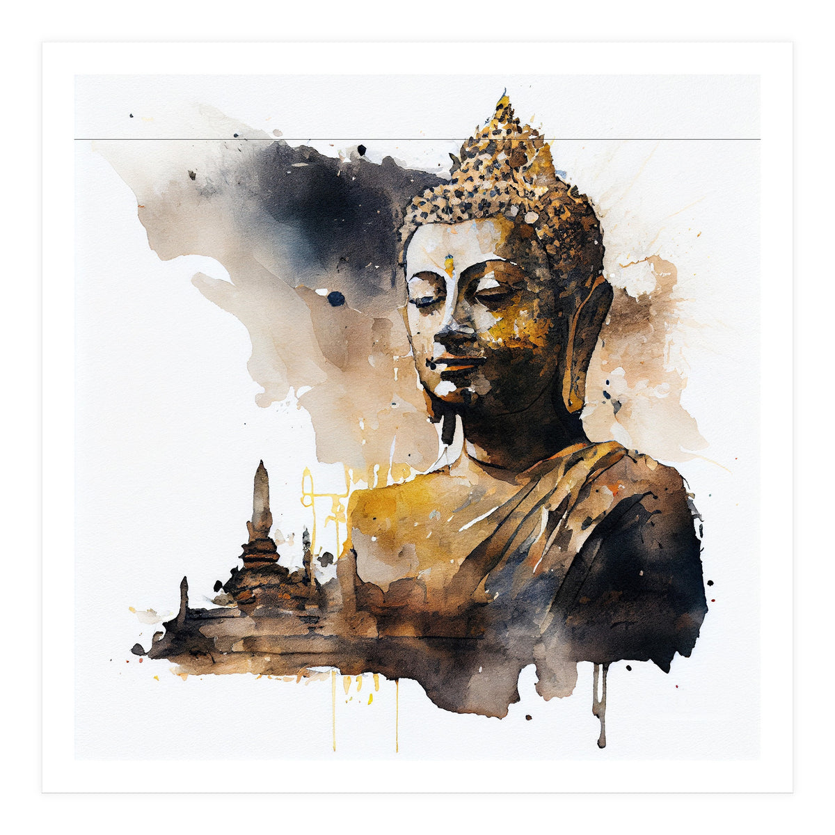Watercolor Buddha #1 (Print Only)