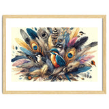 Kingfisher And Songbirds In Peacock Feathers thumbnail