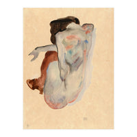 Crouching Nude in Shoes and Black Stockings, Back View. (Print Only)