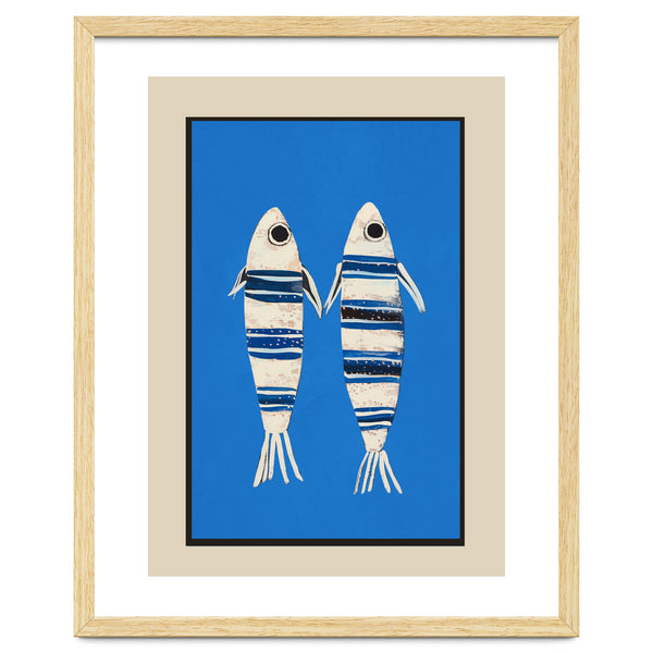 Minimal Fish On Blue