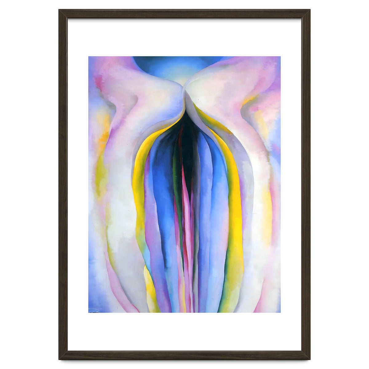 Georgia O’Keeffe – Grey Line with Black, Blue and Yellow (1923) | Elegant Abstract Modernist Composition with Bold Color Contrast
