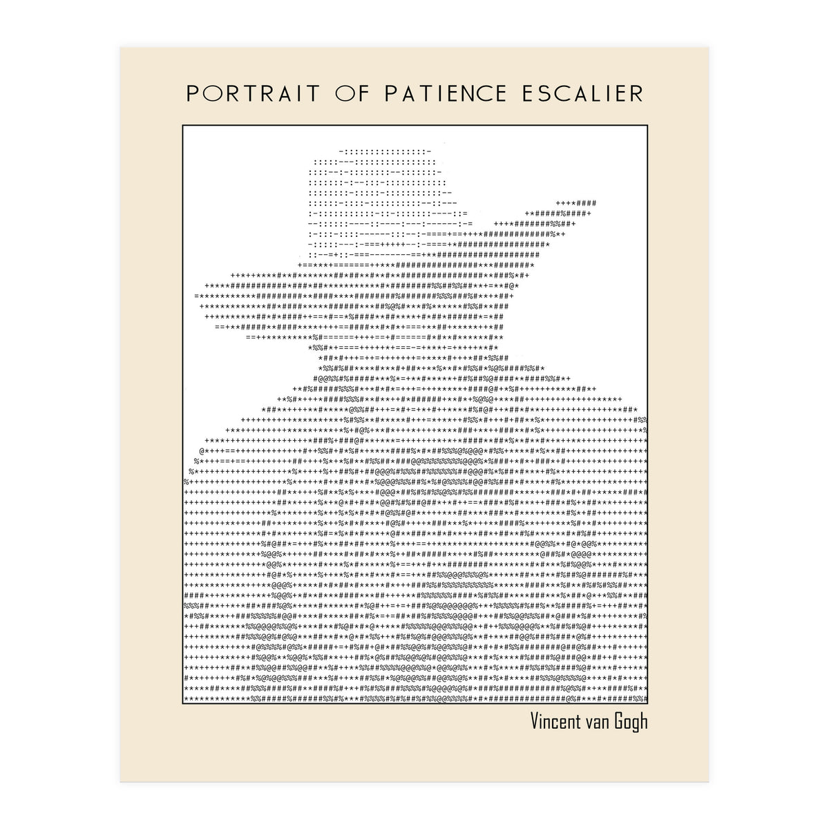 Portrait of Patience Escalier (1888) - Vincent van Gogh(ascii art)  (Print Only)