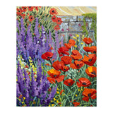 Vibrant Summer Poppy and Lavender Garden Oil Painting (Print Only) thumbnail
