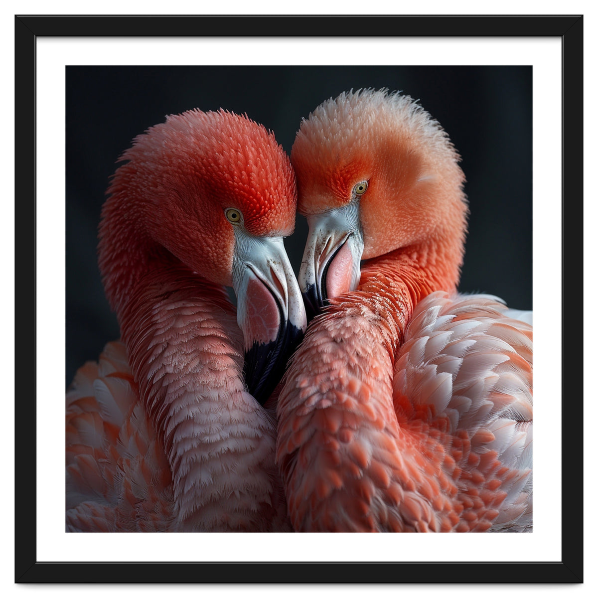 Two Flamingos Together Showing Affection