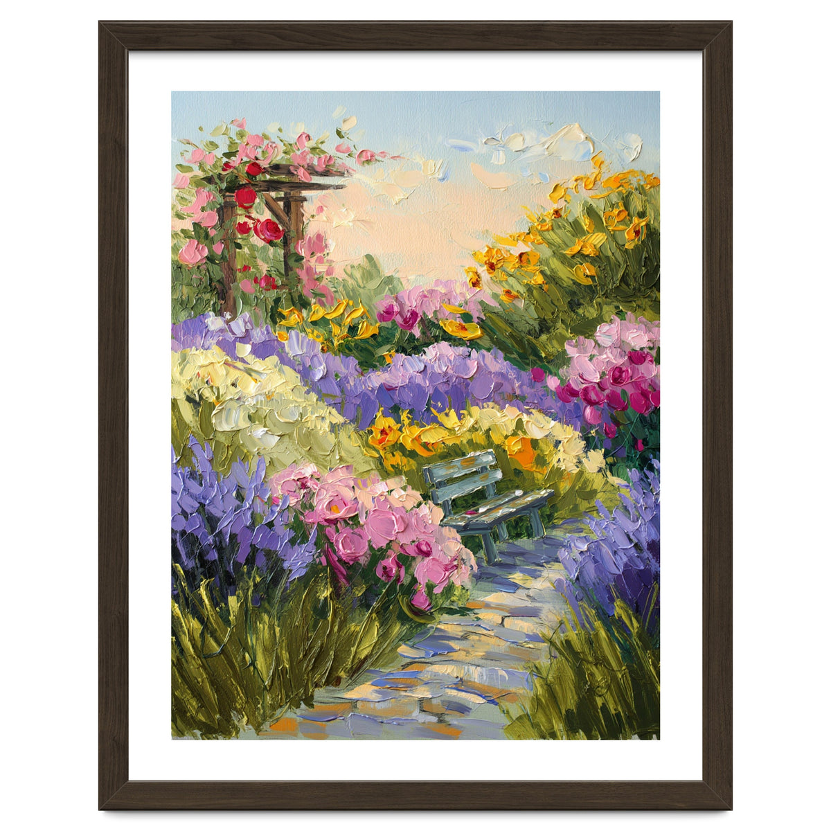 Serene Summer Garden Path Oil Painting