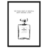 Born Original, Fashion Perfume Bottle Quote Art, Coco Chanel, Chic Decor thumbnail