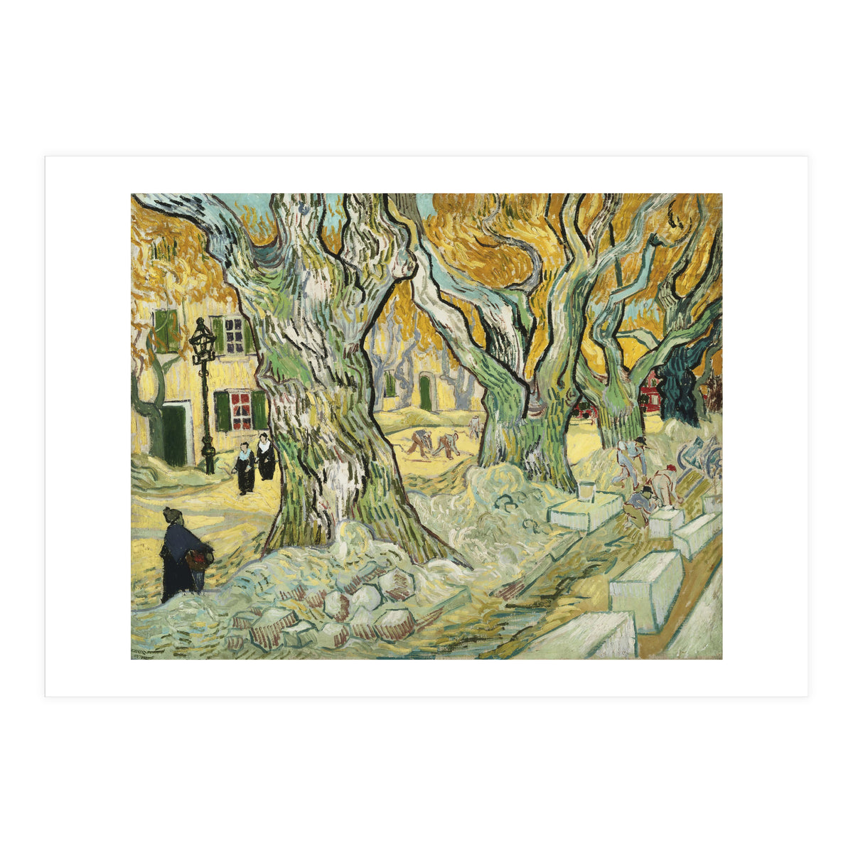 VINCENT VAN GOGH: The Road Menders. Date/Period: 1889. Painting. Oil on canvas. (Print Only)