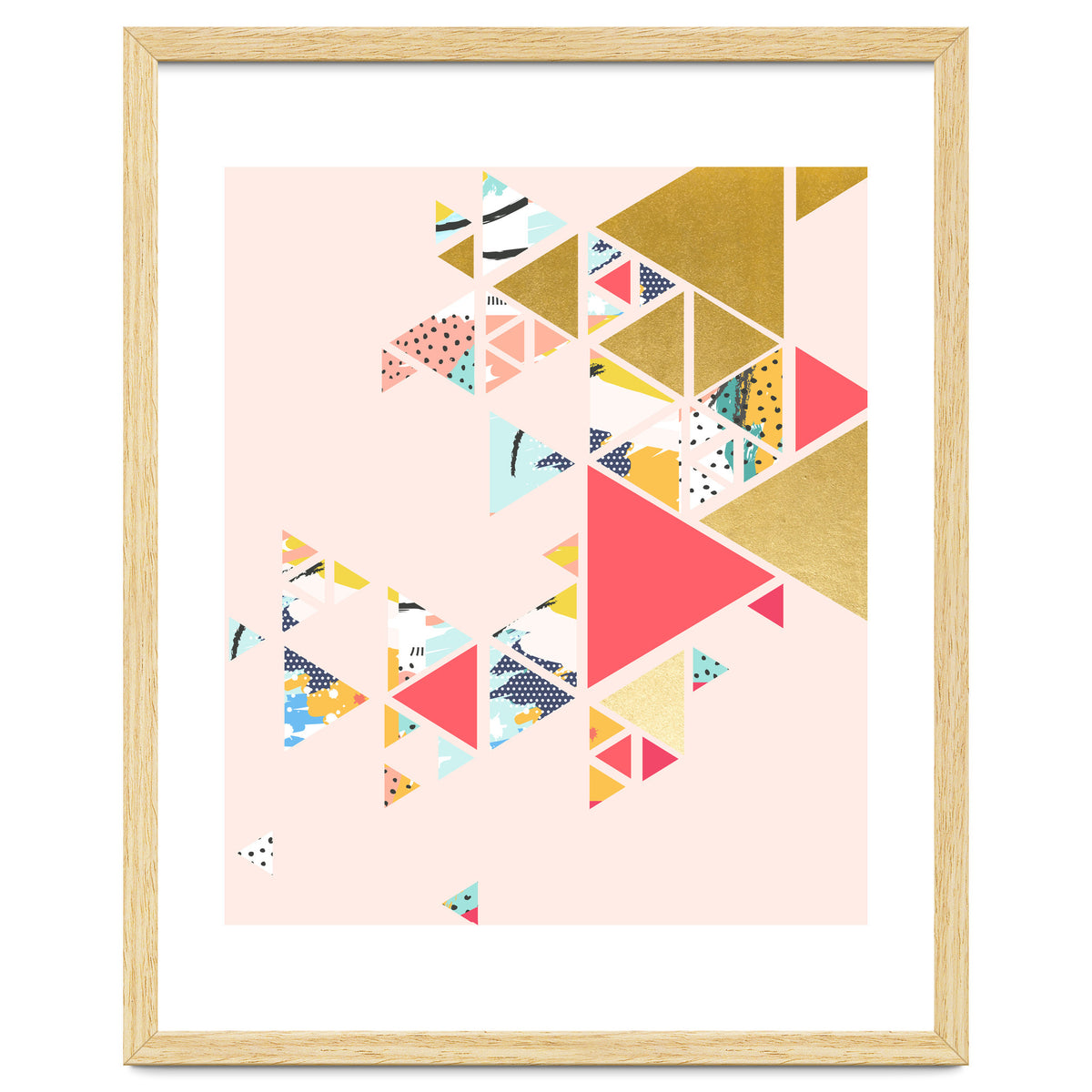 Gold Abstraction, Abstract Eclectic Colorful Geometrical, Blush Pastel Metallic Chic Graphic Design