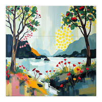 Serene Mountain Lake Landscape (Print Only)