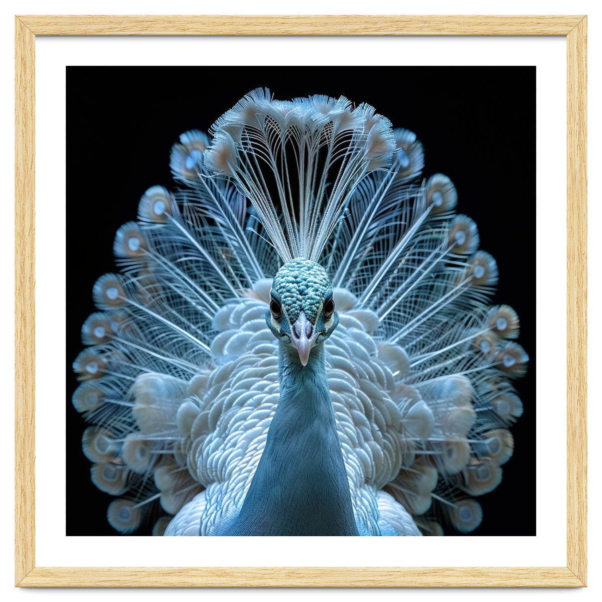 Majestic White Peacock Displaying Its Feathers