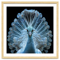 Majestic White Peacock Displaying Its Feathers