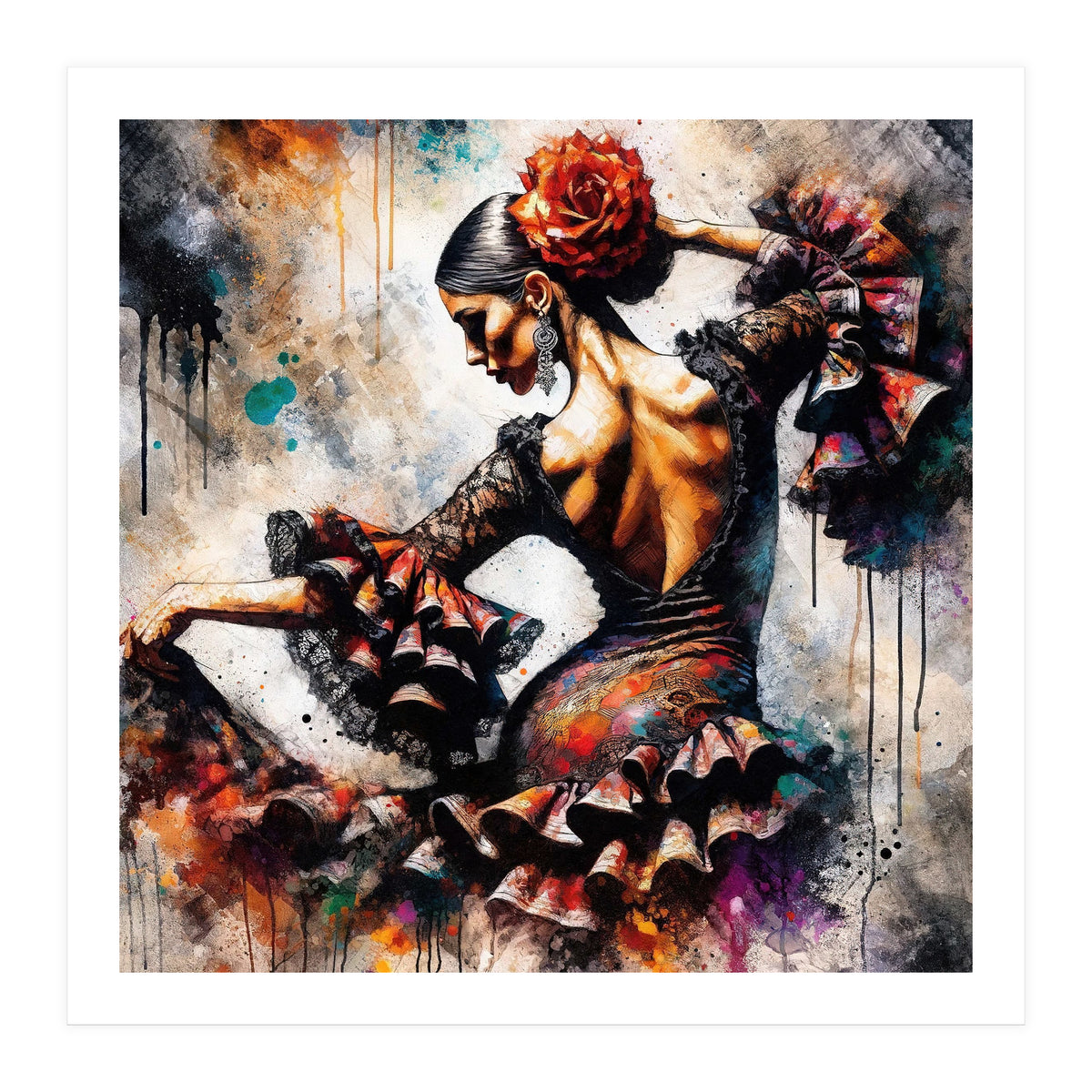 Watercolor Flamenco Dancer #4 (Print Only)