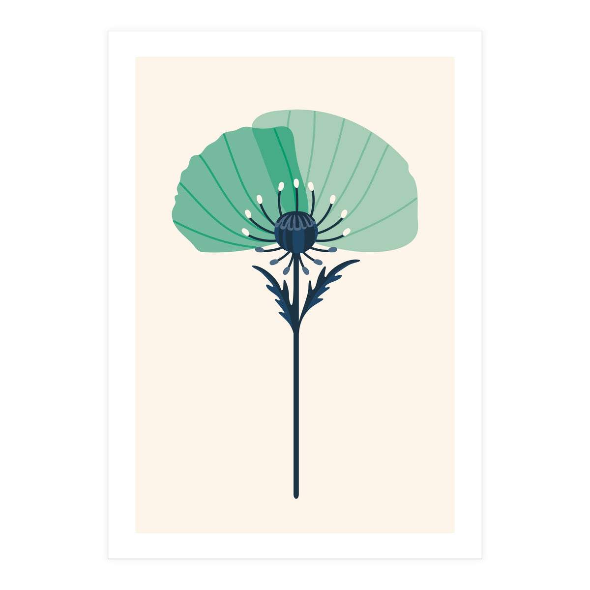 Teal Half Poppy (Print Only)
