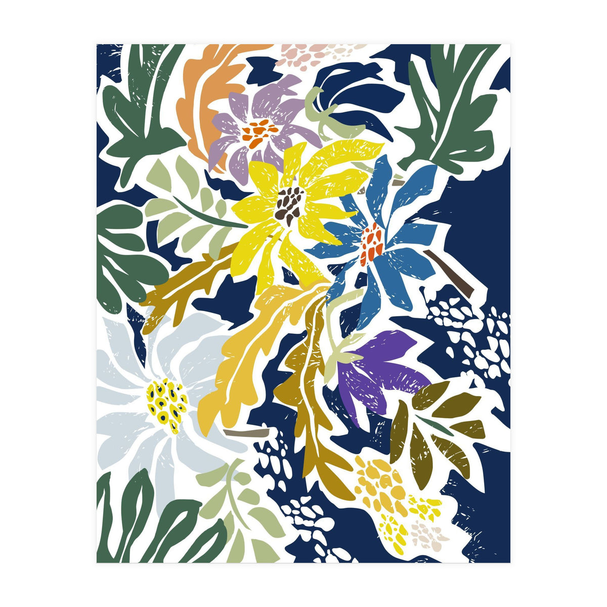 cosmopolitan flowers navy blue (Print Only)