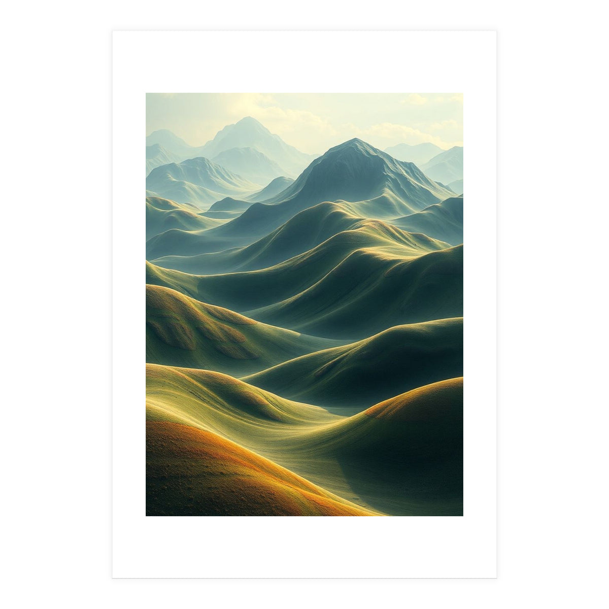 Ethereal Green Mountain Ridges Art (Print Only)