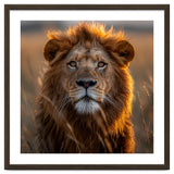 Majestic Lion Face In Golden Hour Sunlight thumbnail
