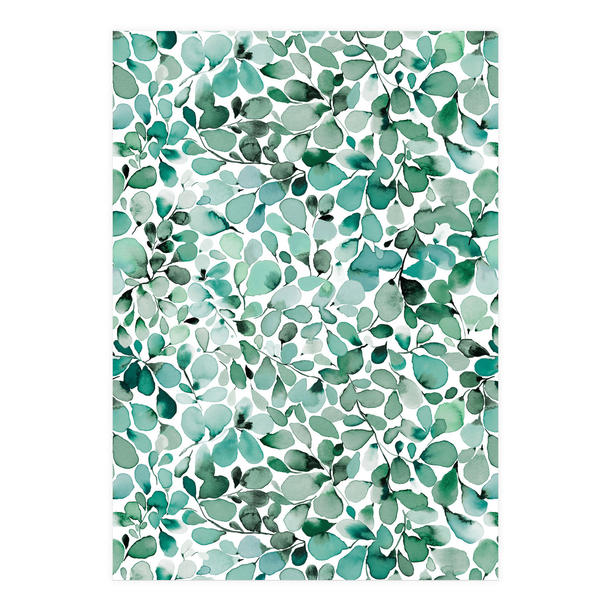 Leaffy Eucalyptus Botanical Leaves Green (Print Only)