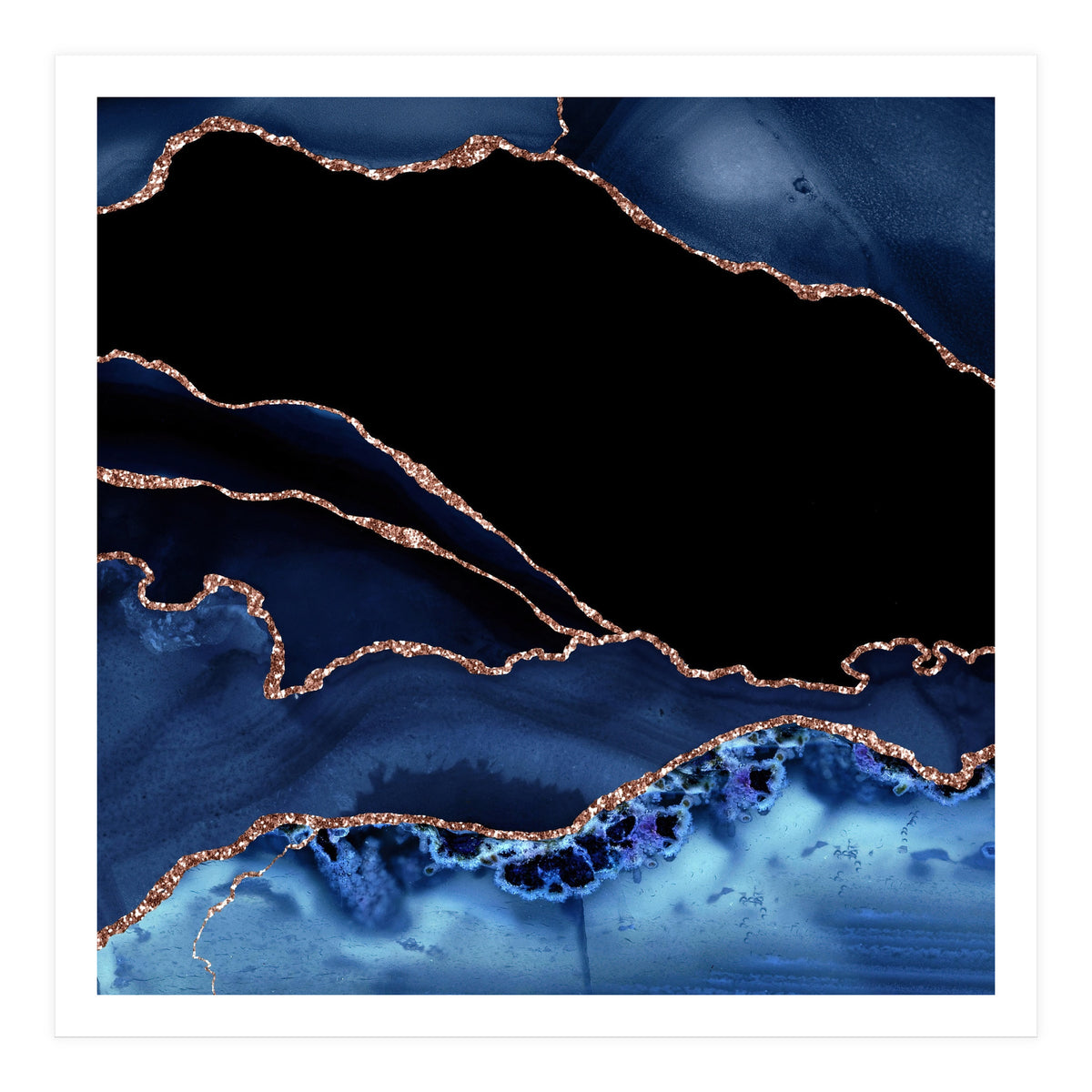 Navy & Rose Gold Agate Texture 14 (Print Only)