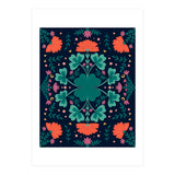 Clovers And Flowers Teal and Orange (Print Only) thumbnail
