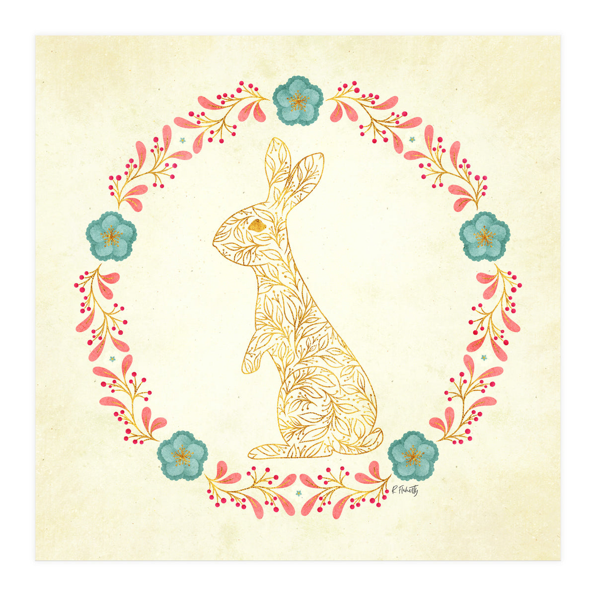 Floral Rabbit Wreath (Print Only)