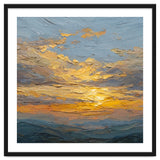 Atmospheric Golden Sunset Impasto Oil Painting Featuring Textured Clouds thumbnail